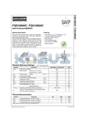 FQD10N20C_09 datasheet - 200V N-Channel MOSFET