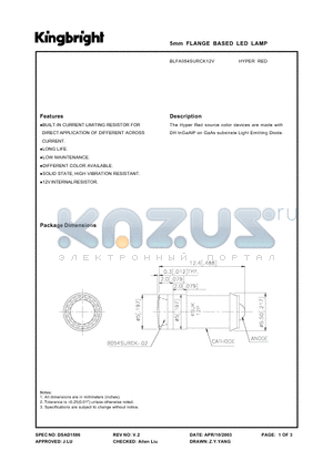 BLFA054SURCK12V datasheet - 5mm  FLANGE  BASED  LED  LAMP