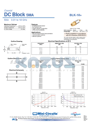 BLK-18+ datasheet - DC Block SMA