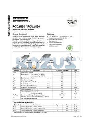 FQD2N90_09 datasheet - 900V N-Channel MOSFET