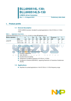 BLL6H0514LS-130 datasheet - LDMOS driver transistor