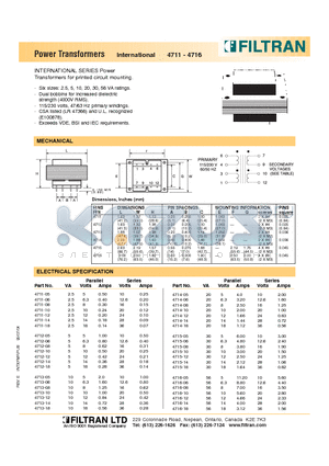 4715-10 datasheet - Power Transformers International