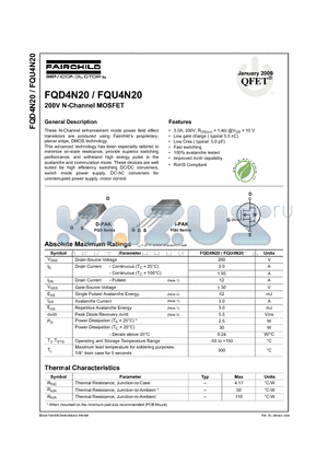 FQD4N20_09 datasheet - 200V N-Channel MOSFET