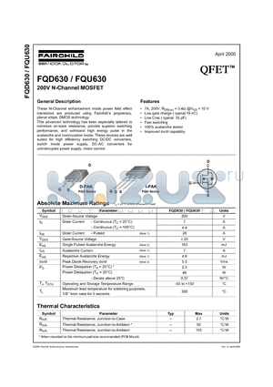 FQD630 datasheet - 200V N-Channel MOSFET