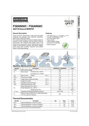 FQD6N50C_08 datasheet - 500V N-Channel MOSFET