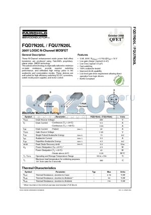 FQD7N20L_08 datasheet - 200V LOGIC N-Channel MOSFET