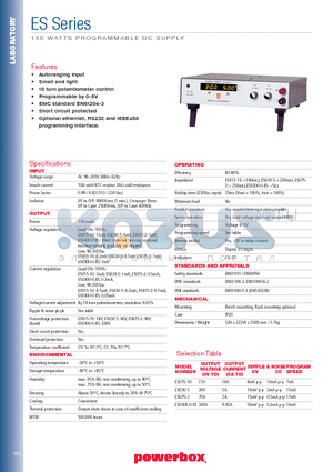 ES075-2 datasheet - 150 WATTS PROGRAMMABLE DC SUPPLY