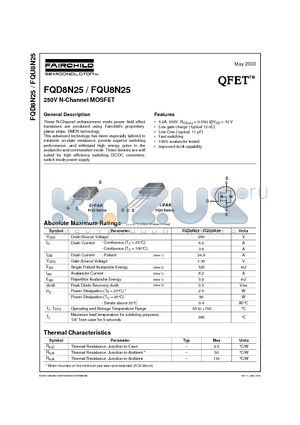 FQD8N25 datasheet - 250V N-Channel MOSFET