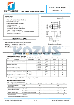 ES07D datasheet - Small Surface Mount Ultrafast Diodes