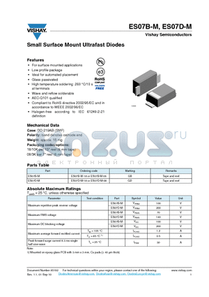 ES07D-M datasheet - Small Surface Mount Ultrafast Diodes