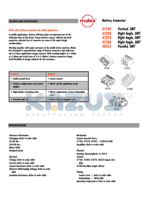 47204 datasheet - Battery Connector