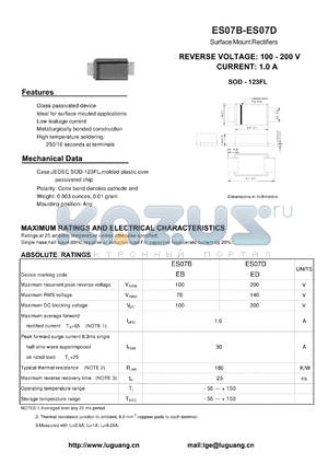 ES07B datasheet - Surface Mount Rectifiers