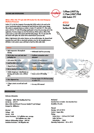 47213-0015 datasheet - LGA Socket 771