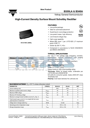 B330LA datasheet - High-Current Density Surface Mount Schottky Rectifier