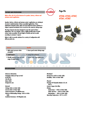 47244-0001 datasheet - Pogo Pin