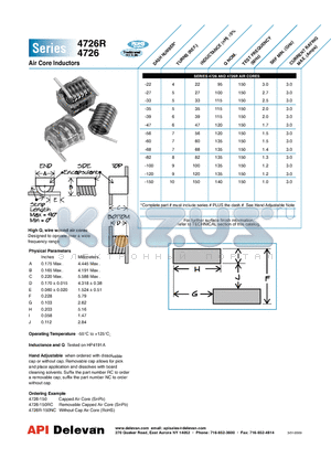 4726-100 datasheet - Air Core Inductors