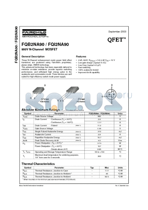 FQI2NA90 datasheet - 900V N-Channel MOSFET