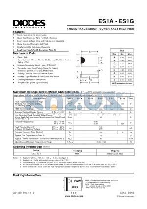 ES1A datasheet - 1.0A SURFACE MOUNT SUPER-FAST RECTIFIER