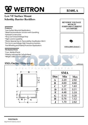 B340LA_08 datasheet - Low VF Surface Mount Schottky Barrier Rectifiers