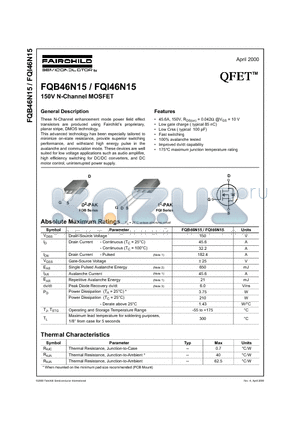 FQI46N15 datasheet - 150V N-Channel MOSFET