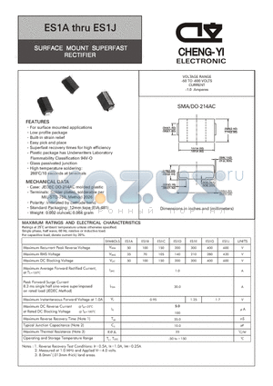 ES1A datasheet - SURFACE MOUNT SUPERFAST RECTIFIER