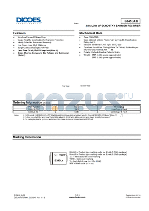 B340LA_10 datasheet - 3.0A LOW VF SCHOTTKY BARRIER RECTIFIER