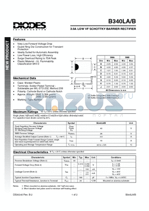 B340LB datasheet - 3.0A LOW VF SCHOTTKY BARRIER RECTIFIER