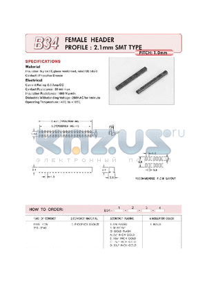 B3422BA1 datasheet - FEMALE HEADER PROFILE : 2.1mm SMT TYPE