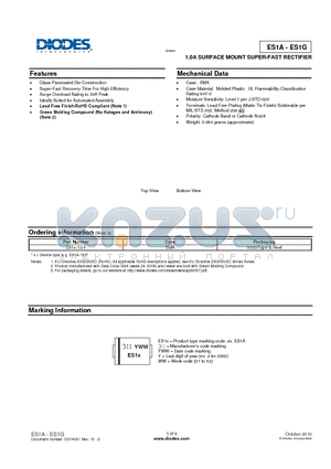 ES1A datasheet - 1.0A SURFACE MOUNT SUPER-FAST RECTIFIER