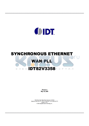 82V3358TF datasheet - SYNCHRONOUS ETHERNET WAN PLL