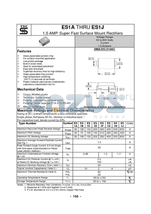 ES1B datasheet - 1.0 AMP. Super Fast Surface Mount Rectifiers