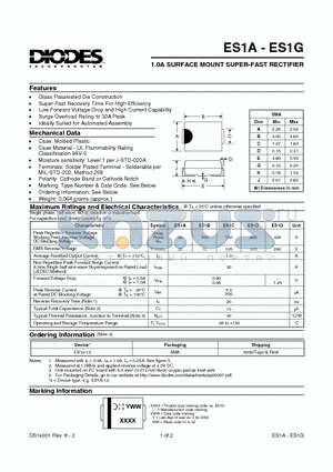 ES1C datasheet - 1.0A SURFACE MOUNT SUPER-FAST RECTIFIER