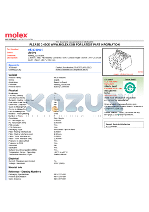 472750001 datasheet - 2.50mm (.098