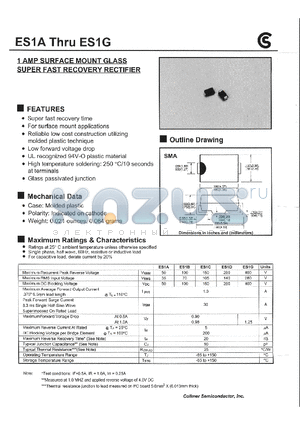 ES1C datasheet - 1 AMP SURFACE MOUNT GLASS SUPER FAST RECOVERY RECTIFIER