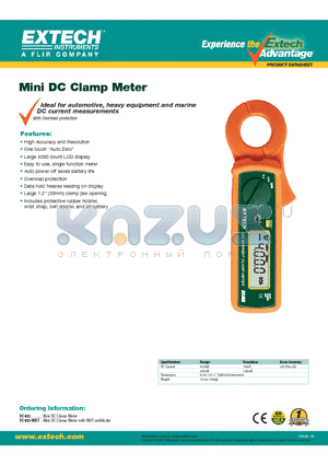 DC400 datasheet - Mini DC Clamp Meter