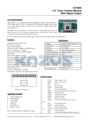 C3188A datasheet - 1/3 Color Camera Module With Digital Output