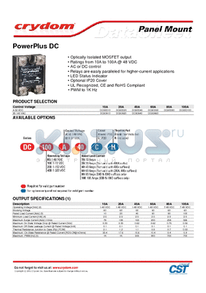 DC60D10 datasheet - Optically Isolated MOSFET output