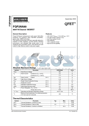 FQP2NA90 datasheet - 900V N-Channel MOSFET