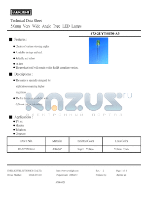 473-2UYT datasheet - 5.0mm Very Wide Angle Type LED Lamps