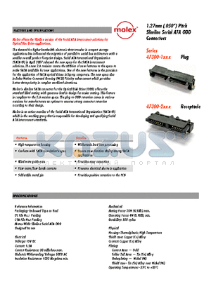 47300-1000 datasheet - Slimline Serial ATA ODD Connectors