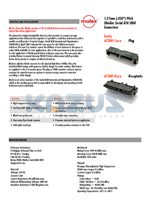 47300-1020 datasheet - Slimline Serial ATA ODD Connectors