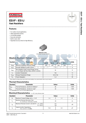 ES1F datasheet - Fast Rectifiers