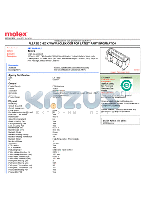 473062001 datasheet - 1.27mm (.050