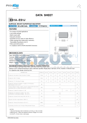 ES1G datasheet - SURFACE MOUNT SUPERFAST RECTIFIER