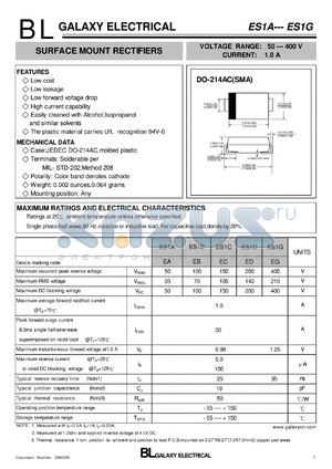 ES1G datasheet - SURFACE MOUNT RECTIFIERS