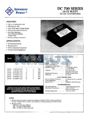 DC703 datasheet - 15-75 WATT DC-DC CONVERTERS