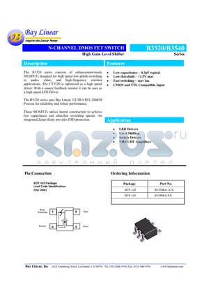 B3520 datasheet - N-CHANNEL DMOS FET SWITCH