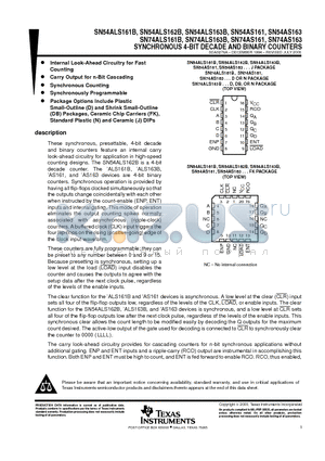83022022A datasheet - SYNCHRONOUS 4-BIT DECADE AND BINARY COUNTERS