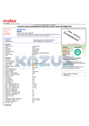 47362-1010 datasheet - 1.27mm (.050