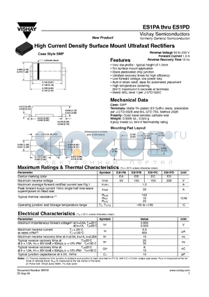 ES1PB datasheet - High Current Density Surface Mount Ultrafast Rectifiers